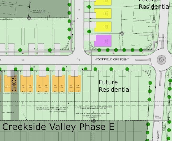 A map showing the creekside valley phase e