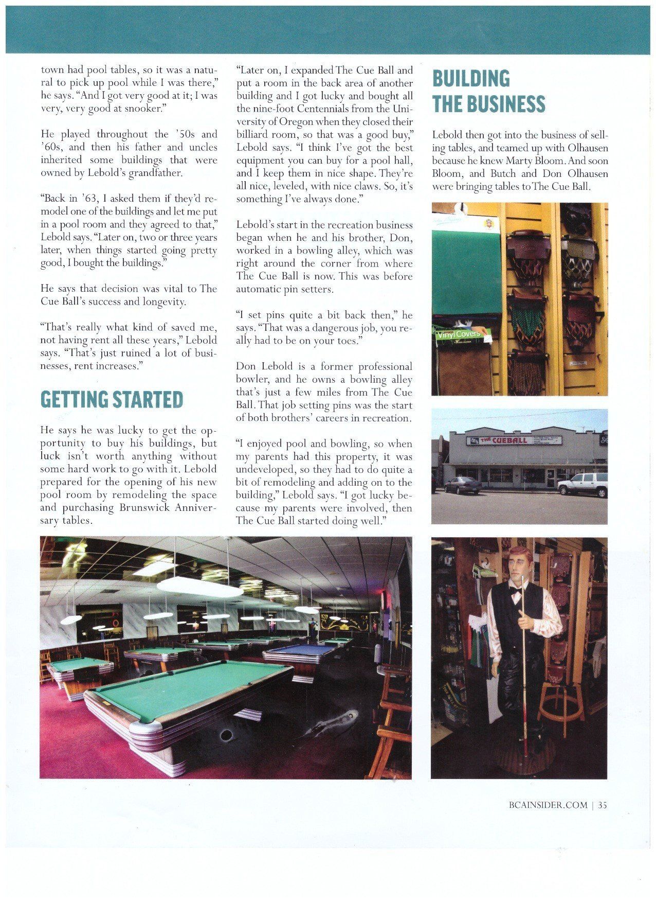 BCA Magazine Page 2 — Salem, OR — The Cue Ball