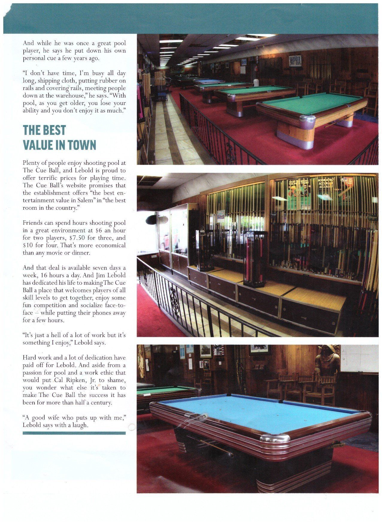 BCA Magazine Page 4 — Salem, OR — The Cue Ball