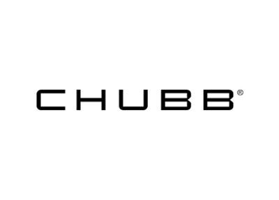 Blue CHUBB logo with a white circle and bold black text beneath it