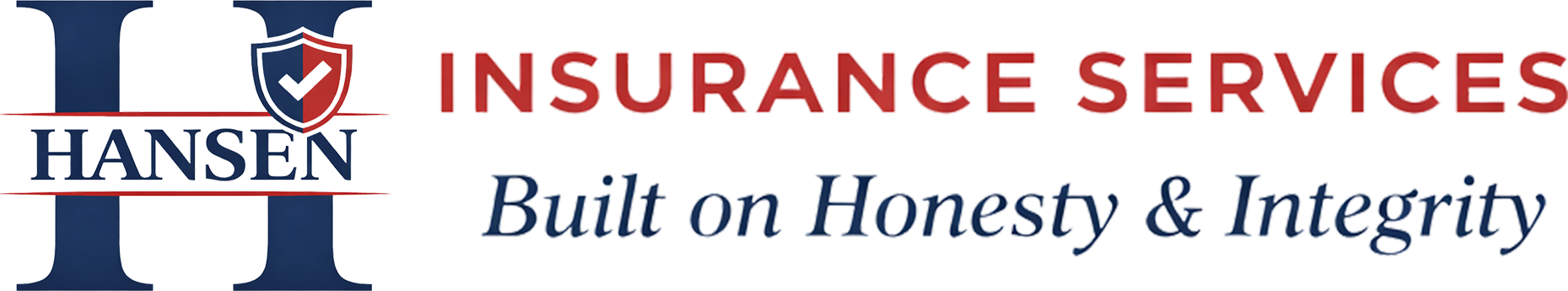 Hansen Insurance Services logo with blue icon and red text, tagline &ldquo;Built on Honesty & Integrity&rdquo;
