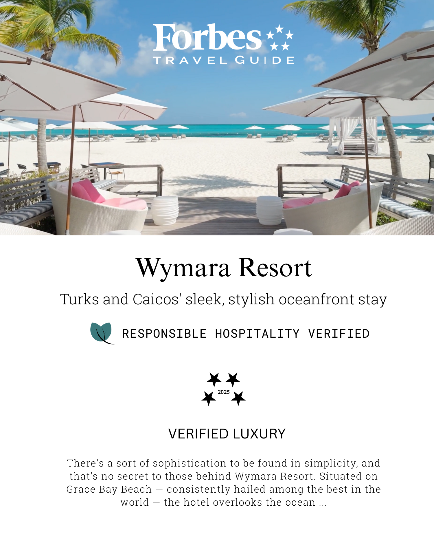 Wymara Resort + Villas is Responsible Luxury Verified by Forbes Travel  Guide