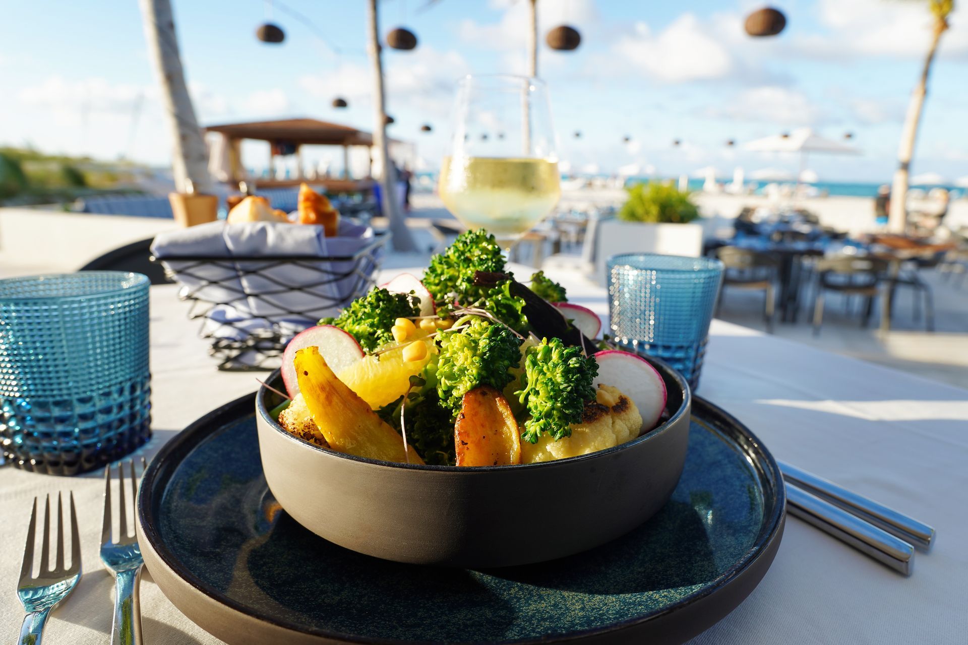Roasted Vegetable Salad at Blue Water Bistro, Wymara Resort + Villas Turks and Caicos