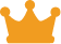 A simple, flat, orange icon of a three-pointed royal crown.