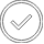A thin, grey line drawing of a checkmark centered inside a circular border.