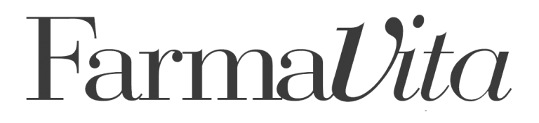 Logo FarmaVita in caratteri stilizzati di colore grigio scuro.