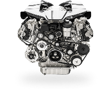 Chrome-plated engine showcasing belts, pulleys, and intricate mechanical components against a white backdrop. | Auto Check Elite