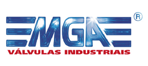 Um logotipo azul e vermelho para válvulas industriais emga