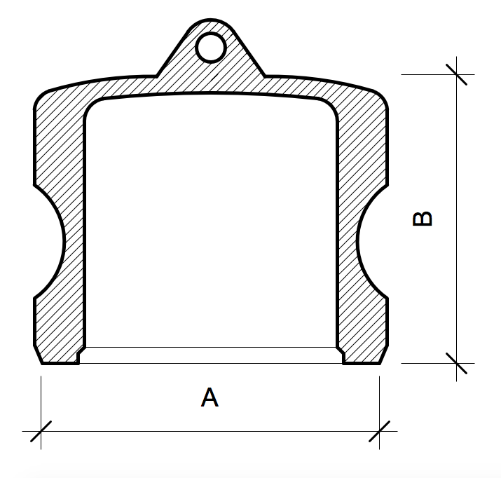 Um desenho em preto e branco de um flange com medidas em um fundo branco.