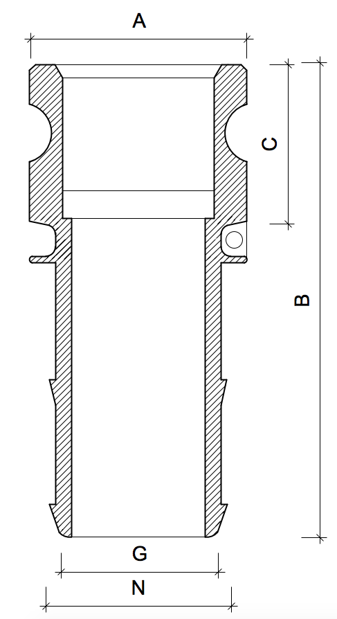Um desenho em preto e branco de um flange com medidas em um fundo branco.