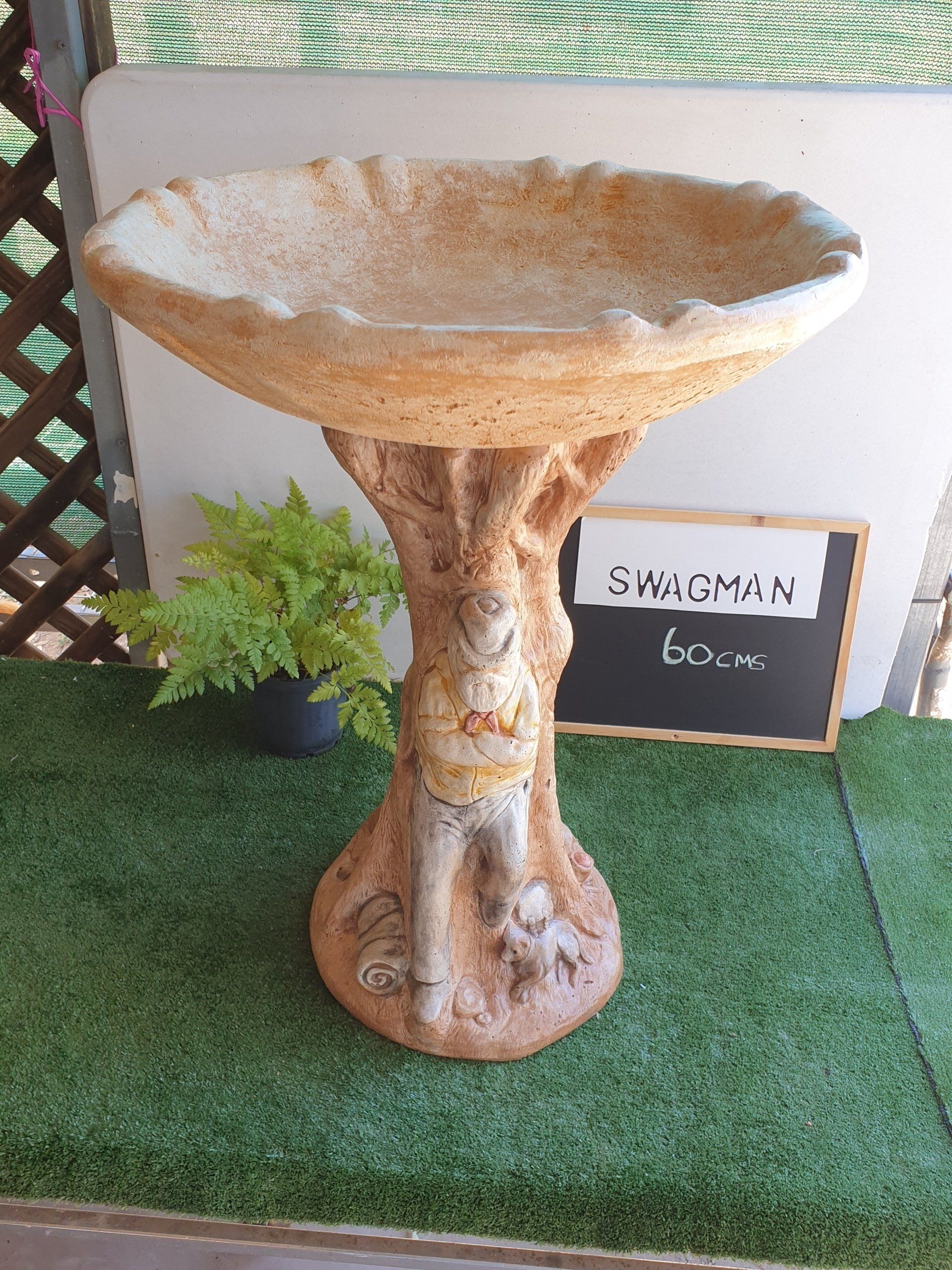 Concrete Swagman Birdbath