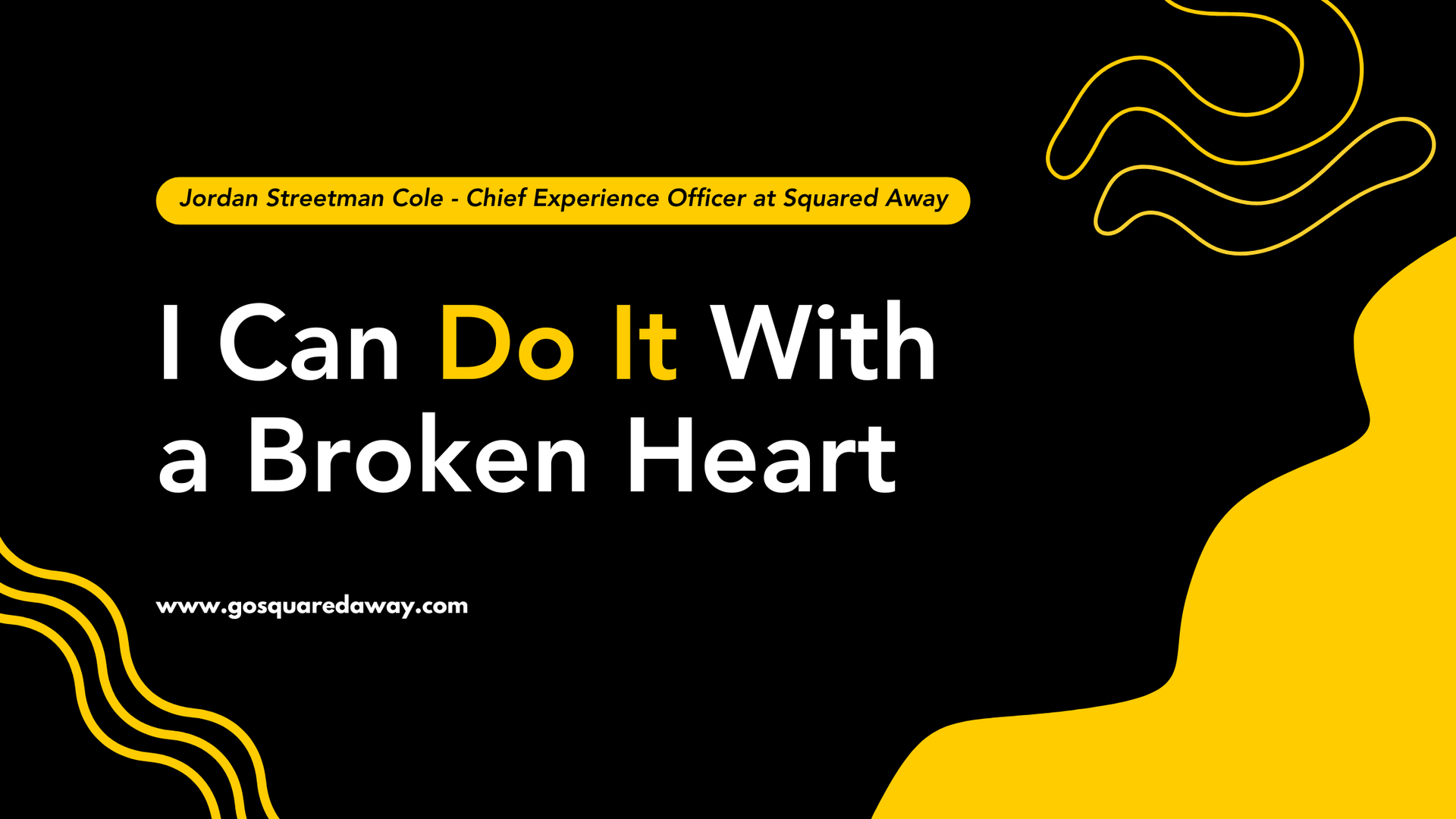 A graphic with yellow, wavy lines and a yellow shape on a black background, featuring the title 