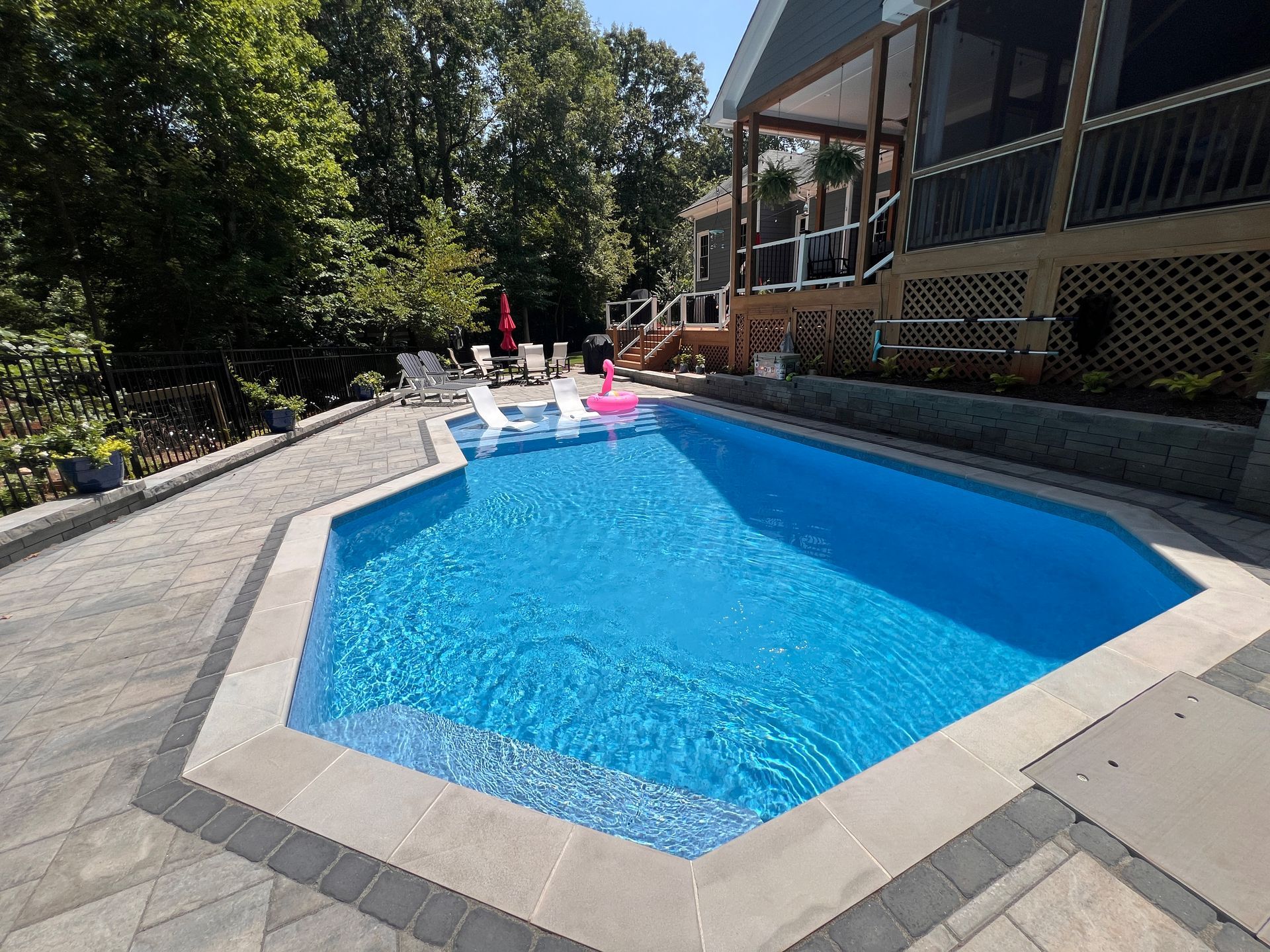 New pool construction with concrete decking 
