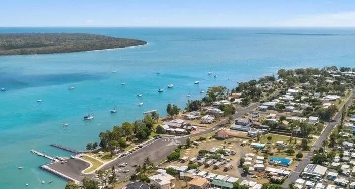 A Beach With A Lifeguard Flag And A Tree In The Foreground — Paap's Cleansing Services In Burrum Heads, QLD