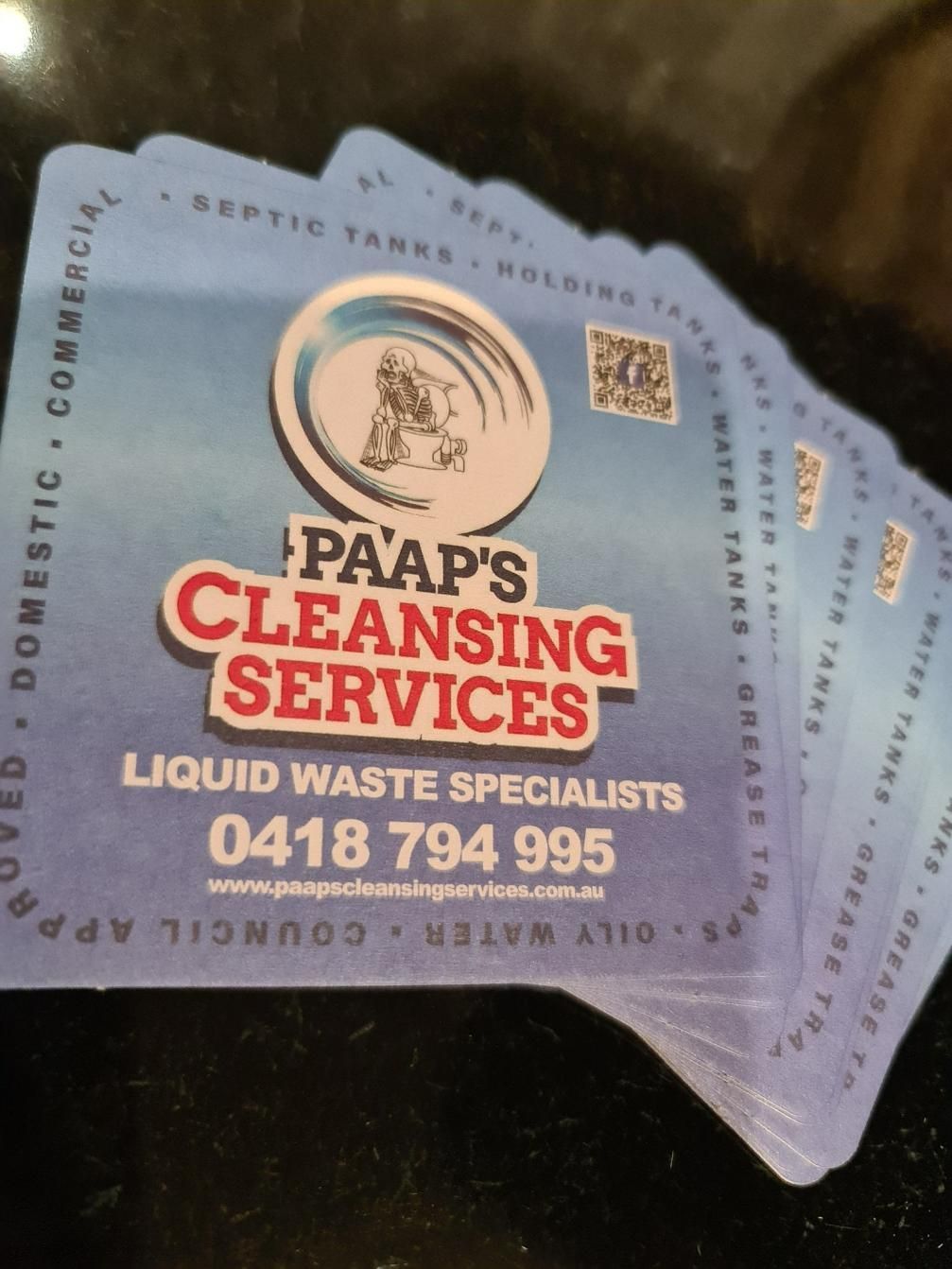 A Stack Of Business Cards For Paap 's Cleansing Services — Paap's Cleansing Services In Bundaberg, QLD