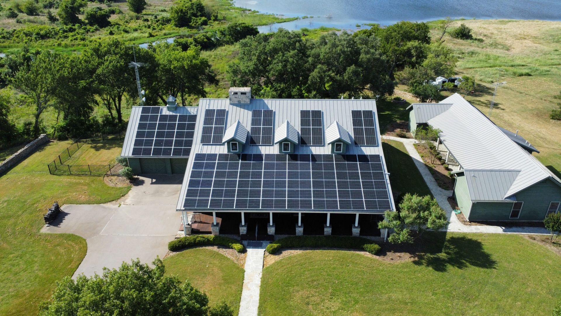 House with solar panels on the roofbackground.
