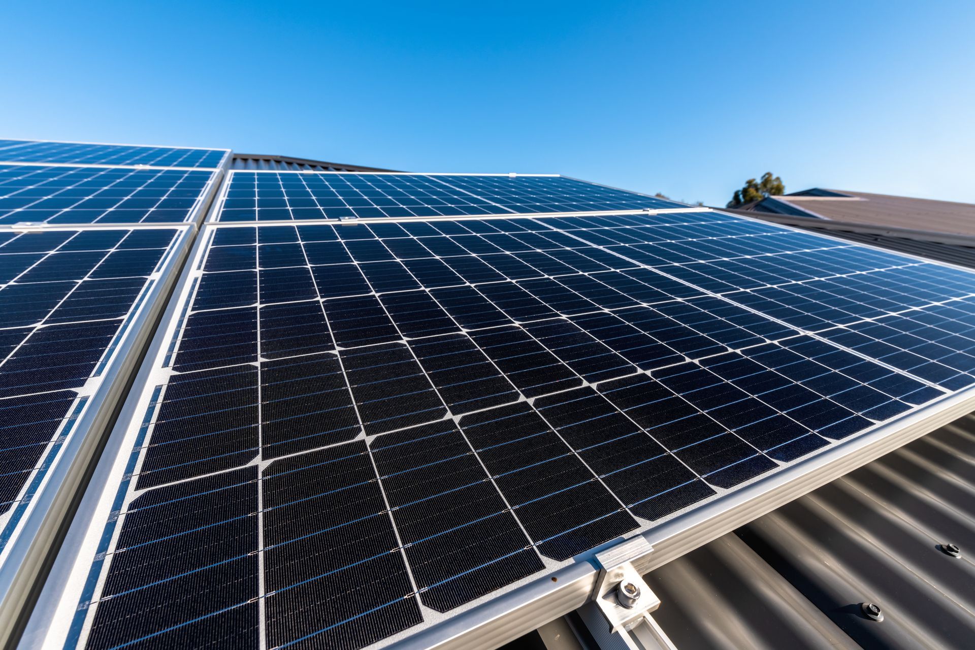 Solar panels on a rooftop