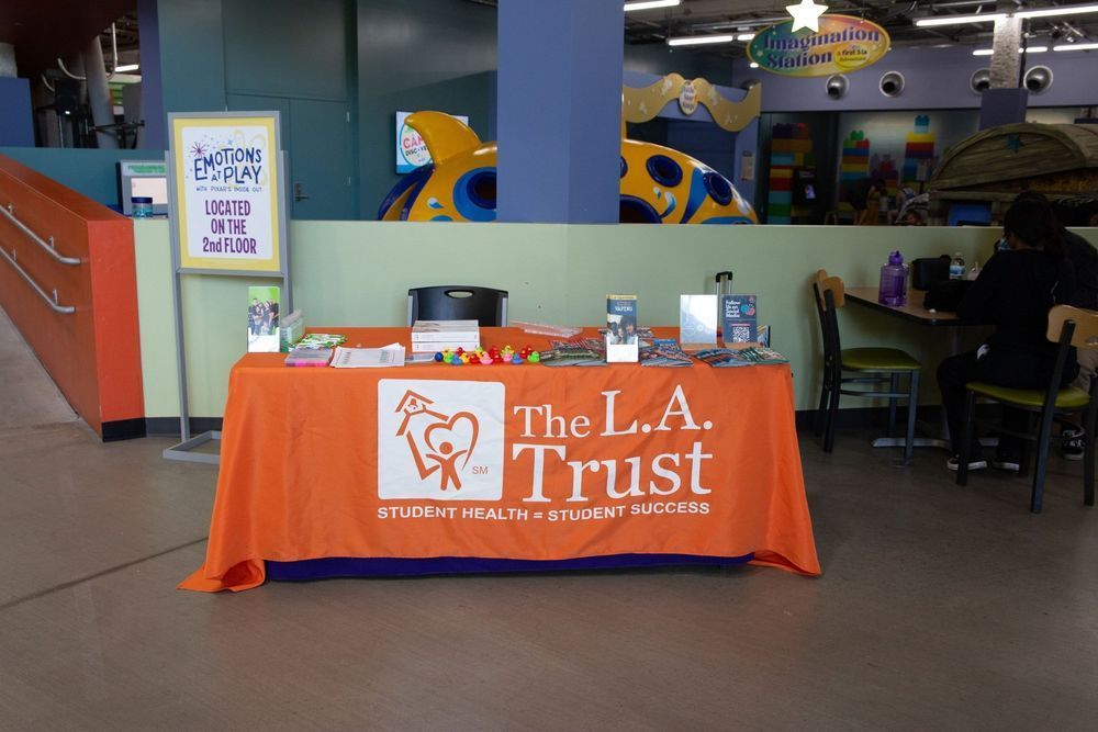 An orange table with