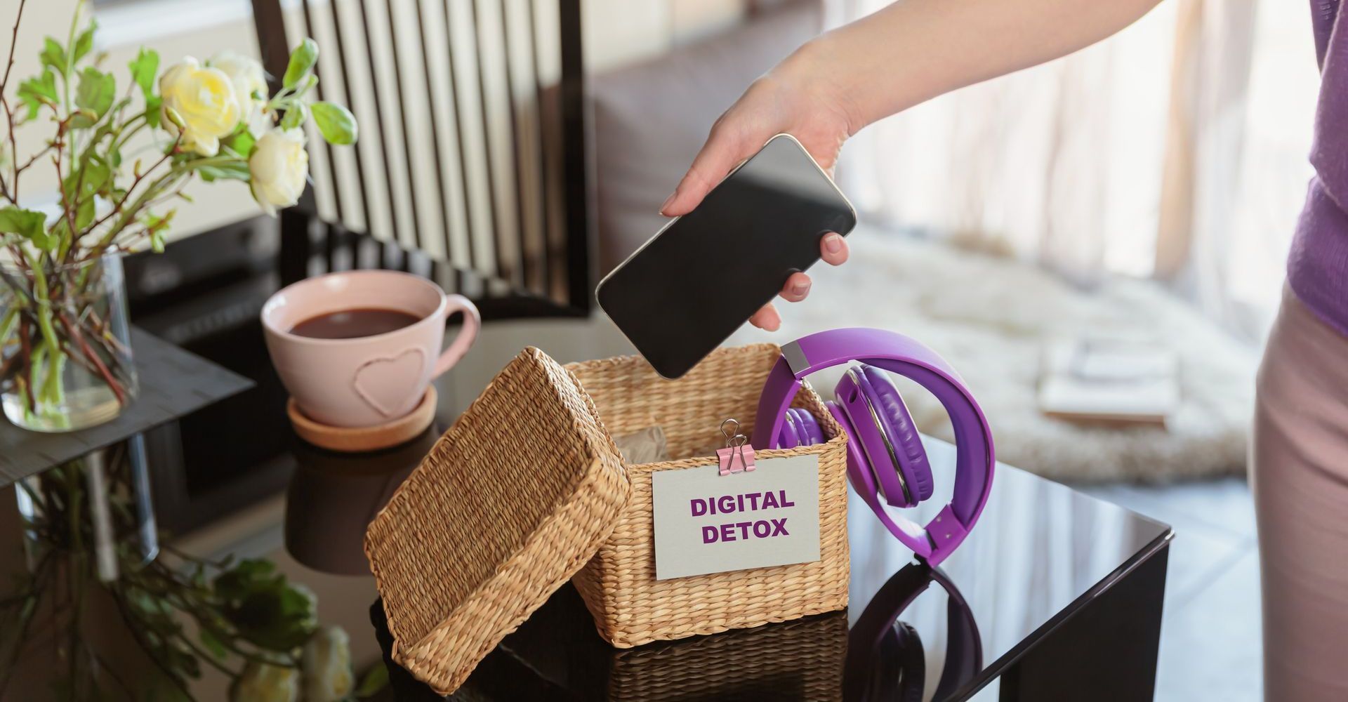 Person putting phone into