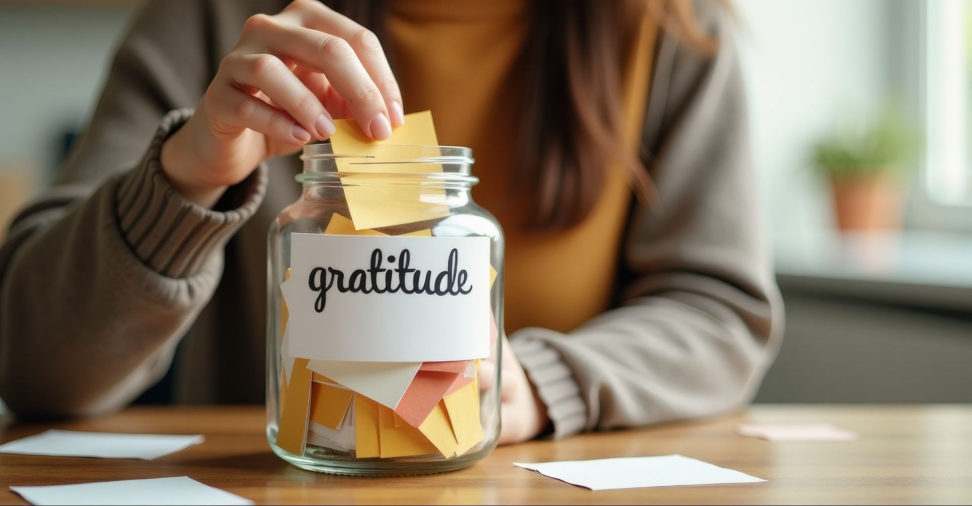 Woman adding a note to a