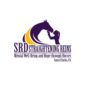 Logo: Purple horse head and figure reaching up, yellow crescent. 
