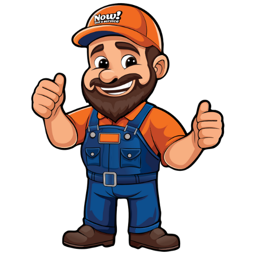 a cartoon of a man with a beard wearing overalls and a hat giving a thumbs up .
