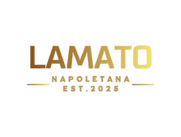 Logo für Lamato Napoletana, ein 2025 gegründetes Unternehmen. Der Text ist gold/braun auf weißem Hintergrund.