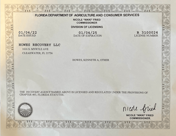 Howes Recovery License