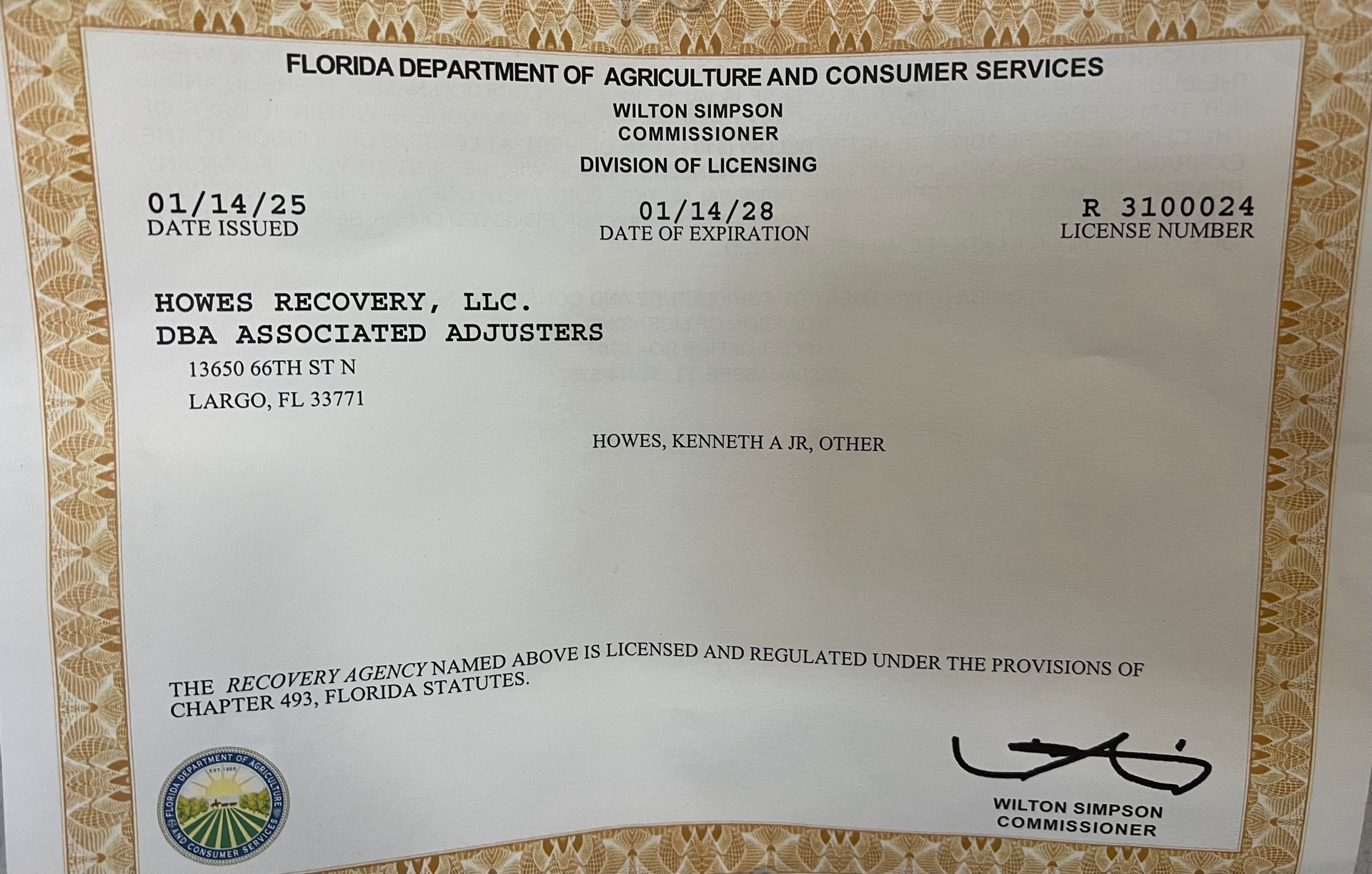 Howes Recovery License
