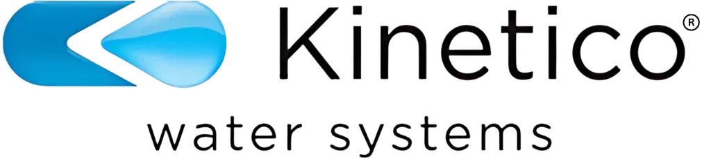 Kinetico water systems logo with a blue water drop design.