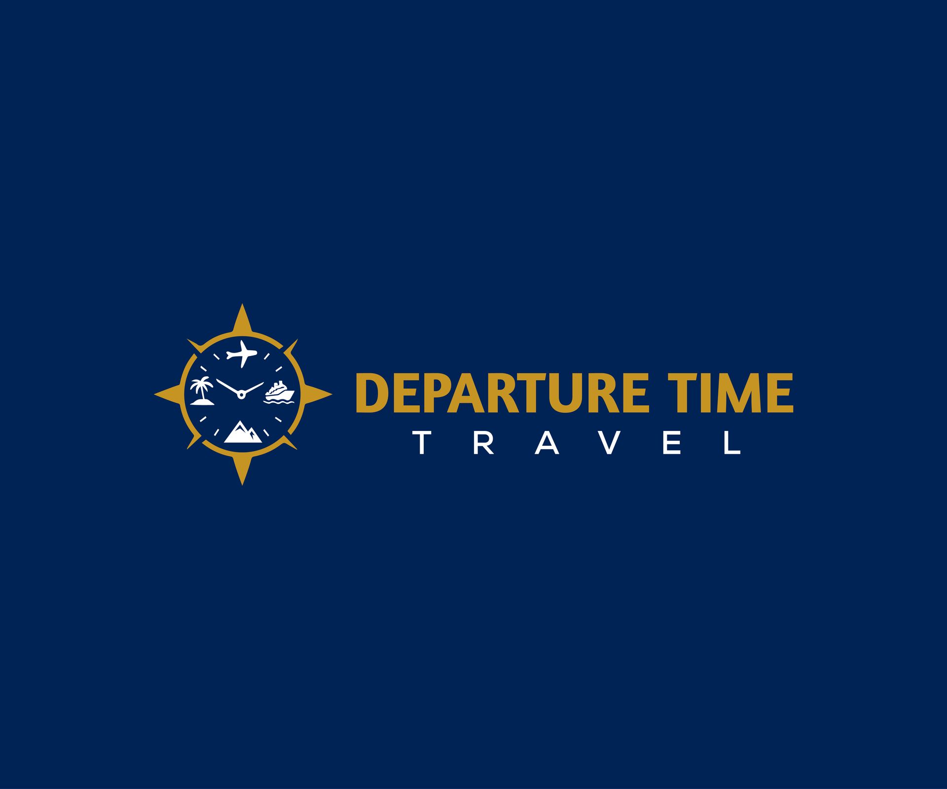Departure Time Travel Compass/Clock and Name Horizontal Logo
