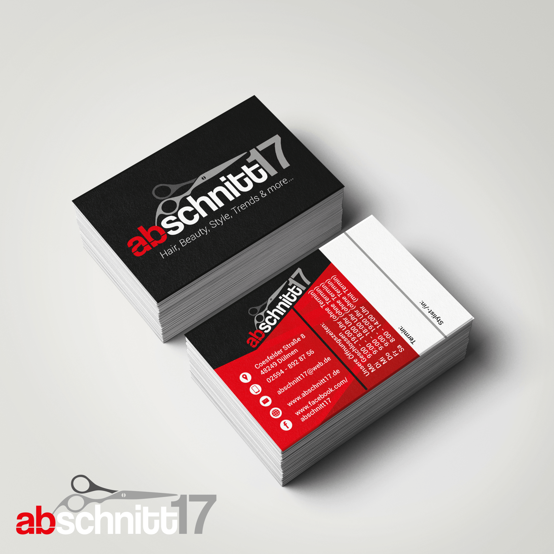 Ein Stapel Visitenkarten für abschnitt 17