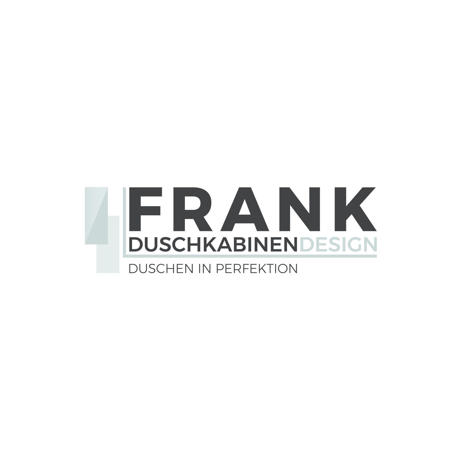 Ein schwarz-weißes Logo für Frank Duschkabinen Design