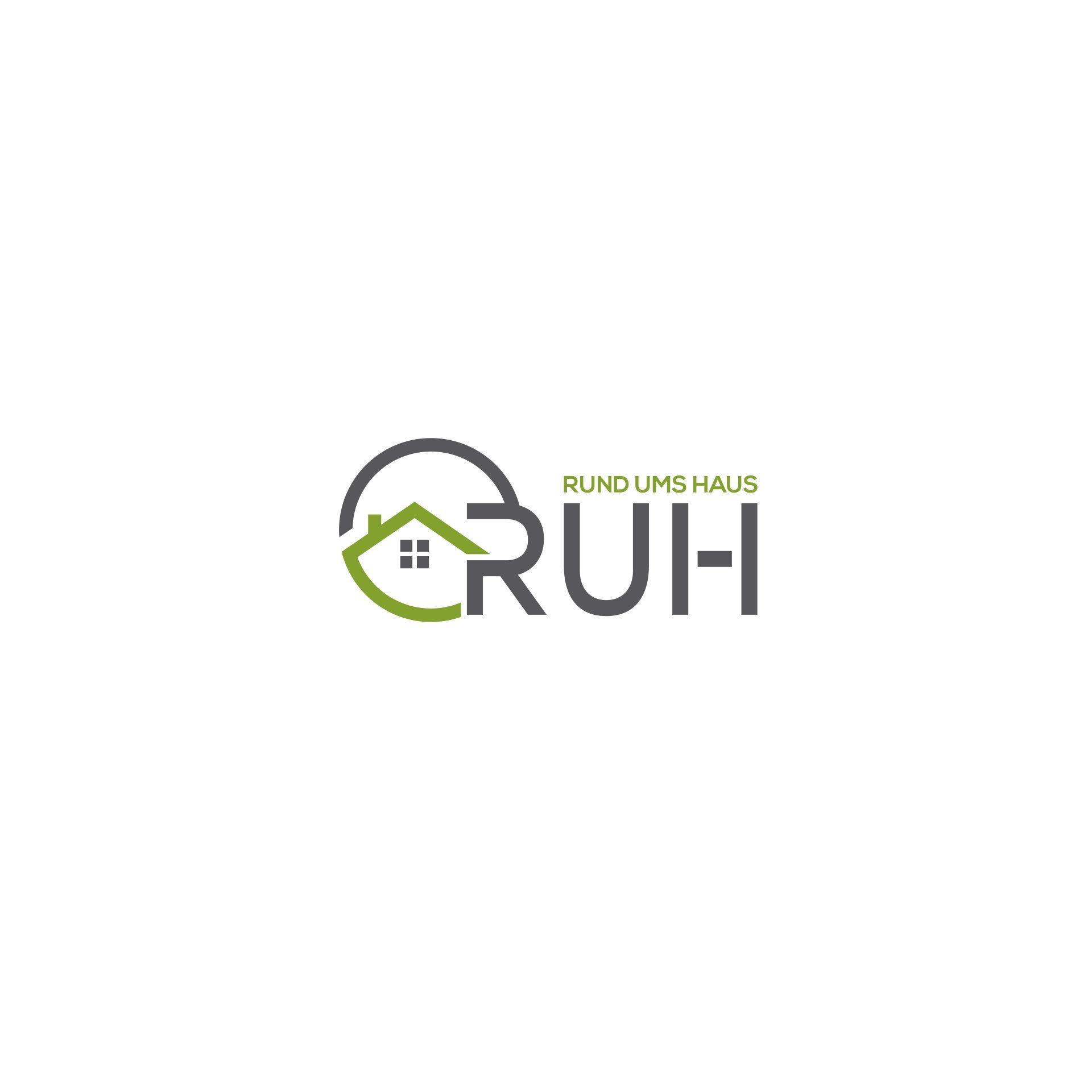 Ein Logo für eine Firma namens RUH mit einem Haus darauf.