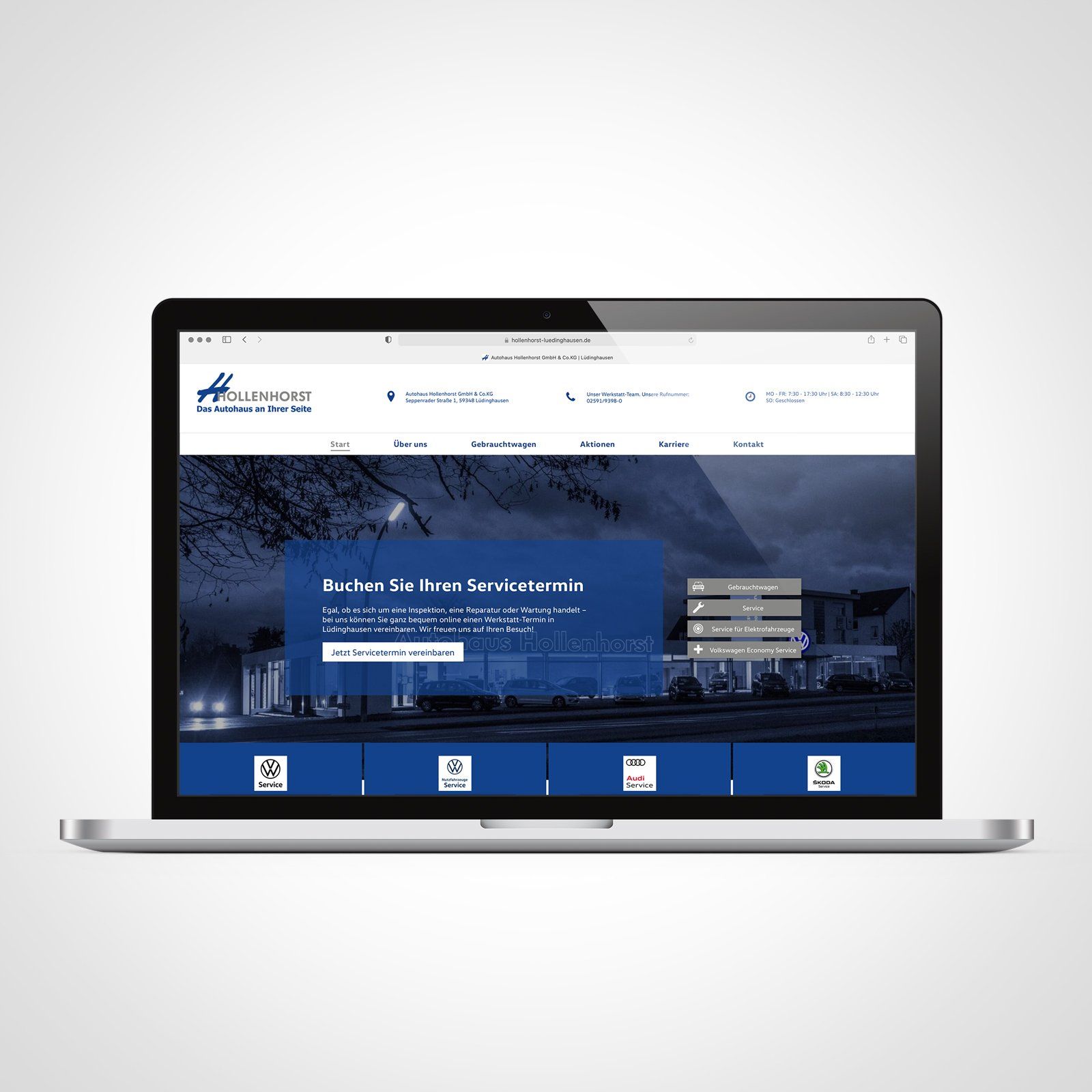 Auf einem Laptop ist eine Website geöffnet