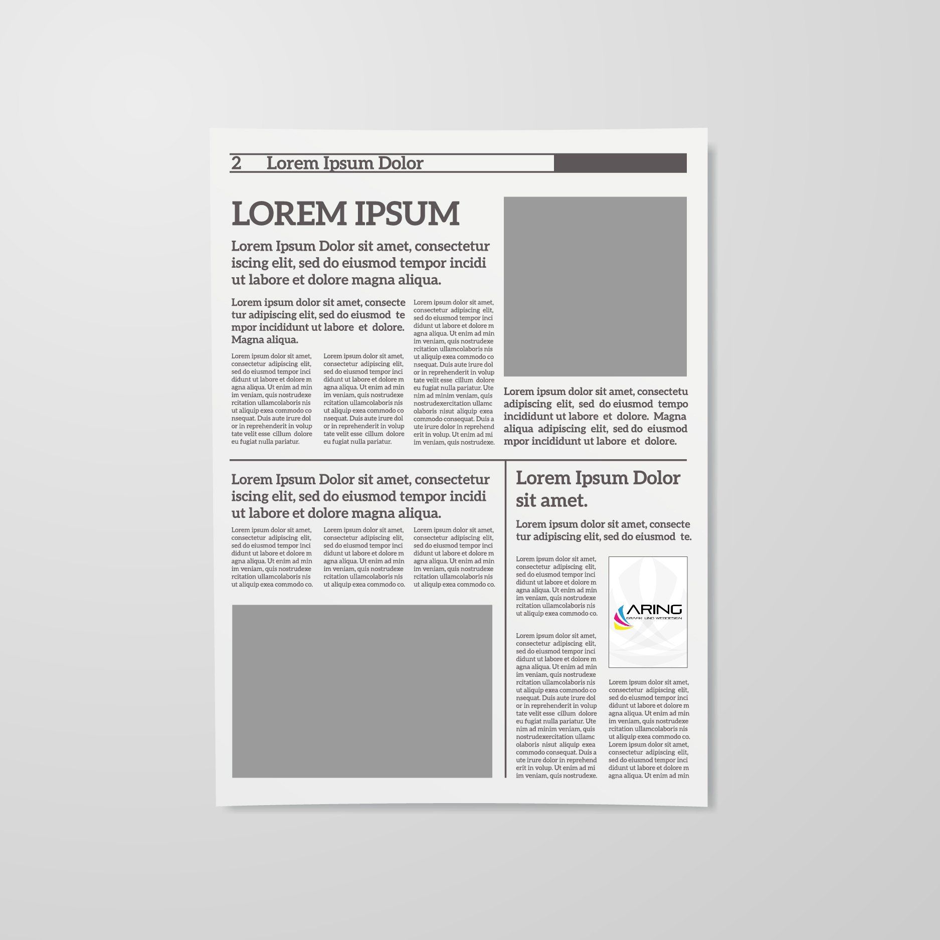 Eine Zeitung mit den Worten „Lorem Ipsum“ darauf
