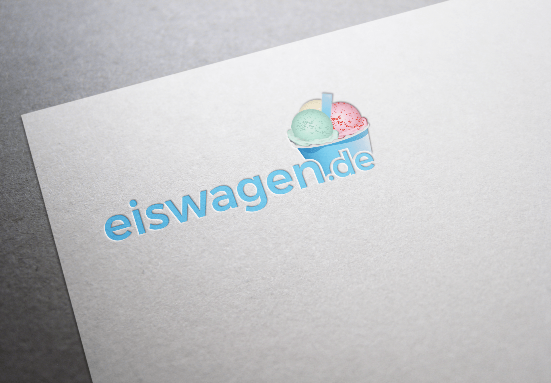 Ein Zettel mit der Aufschrift eiswagen.de