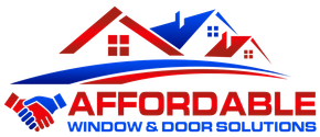 The logo for affordable window and door solutions shows a house and a handshake.