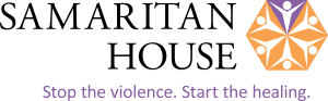 Samaritan House logo with text and an abstract geometric figure.
