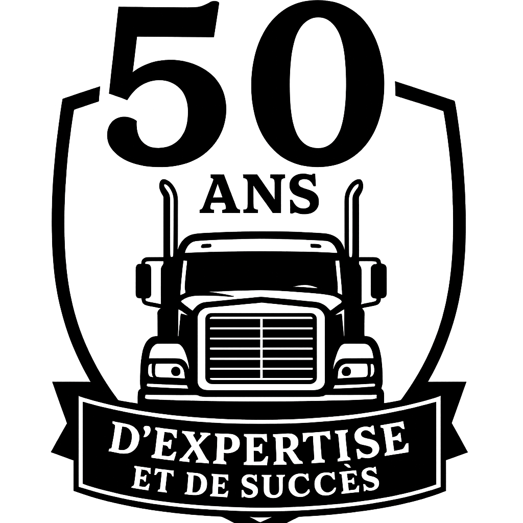 Logo noir : un semi-camion dans un bouclier avec 