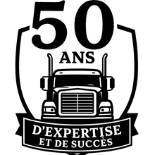 Logo noir : un semi-camion dans un bouclier avec