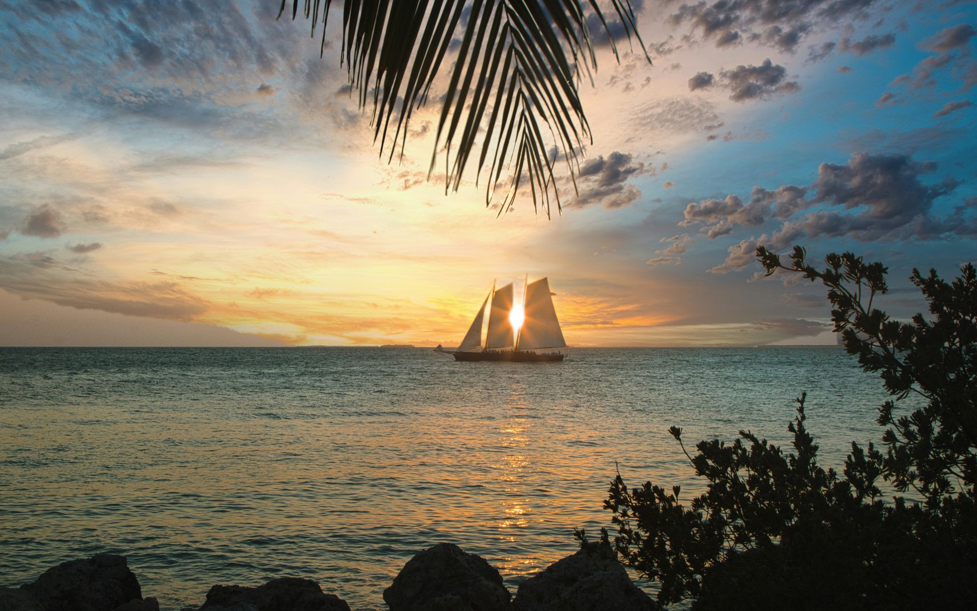 Key West Sunset on a sail boat