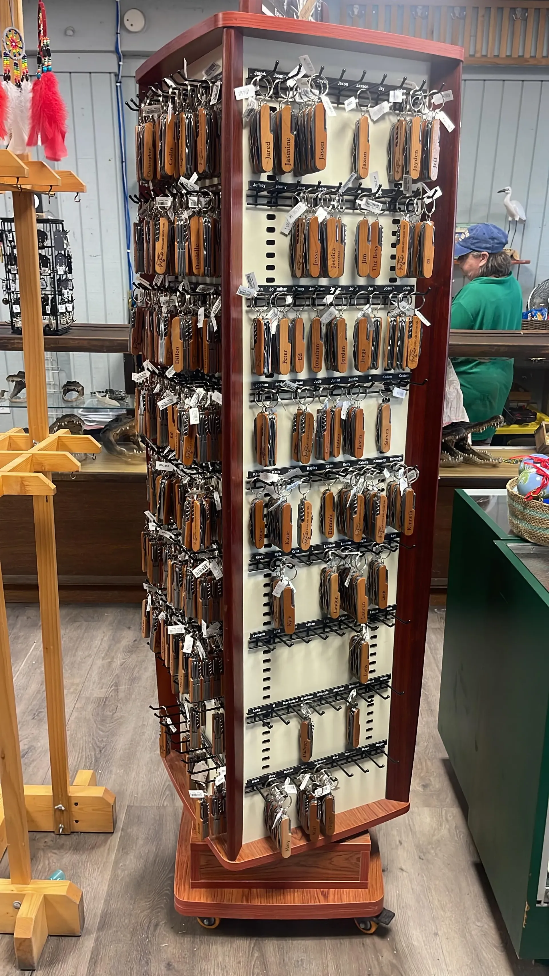 Everglades Holiday Park gift shop keychains and souvenirs during a Miami Everglades tour