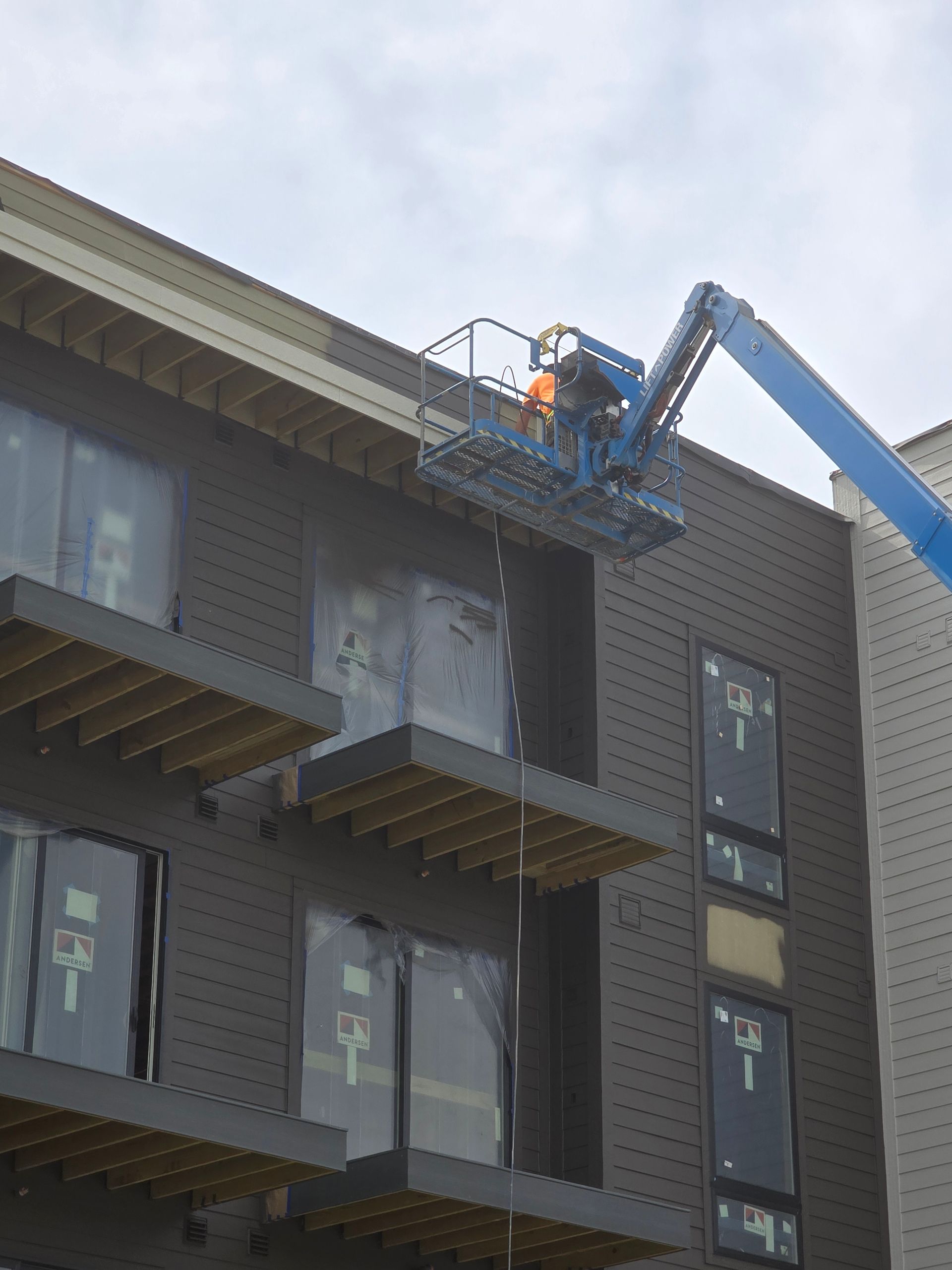 A building under construction with the number 1 on it