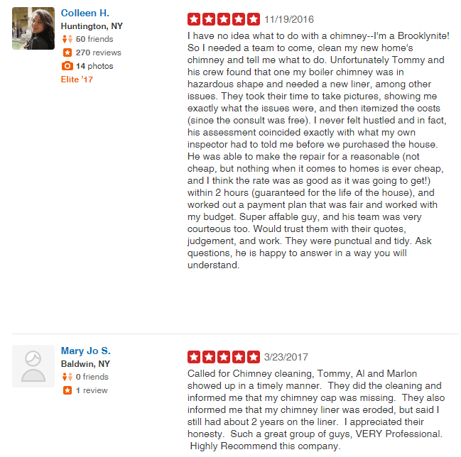 testimonial great chimney service provided