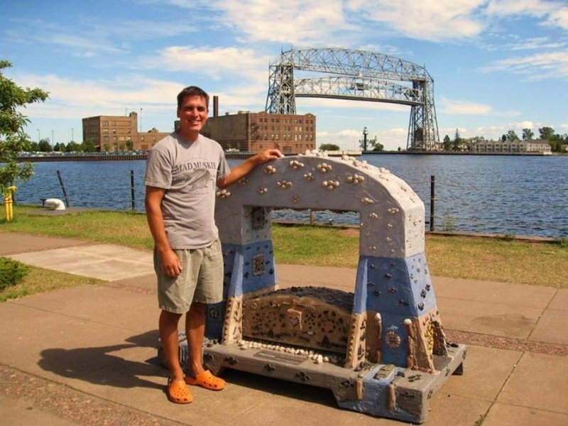 William stands next to his Lake Superior Project.