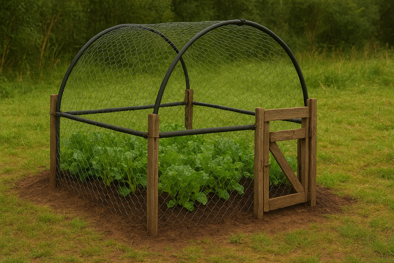 garden with wire structure