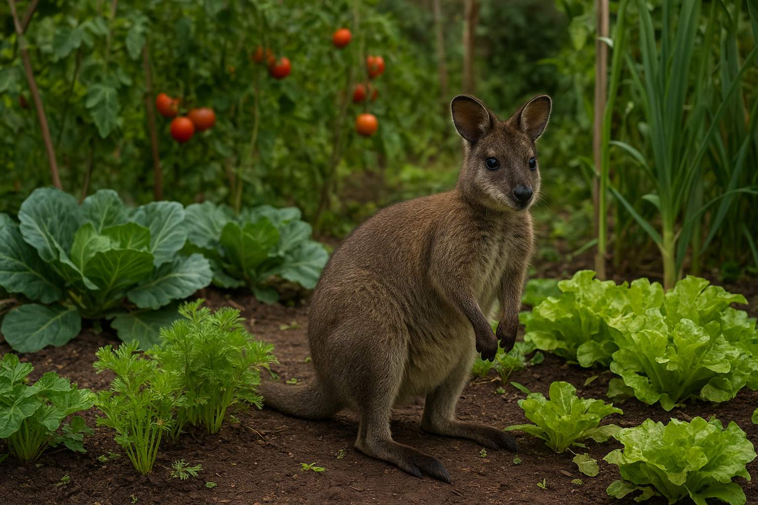 wallaby in vegetable garden chatgpt generated image
