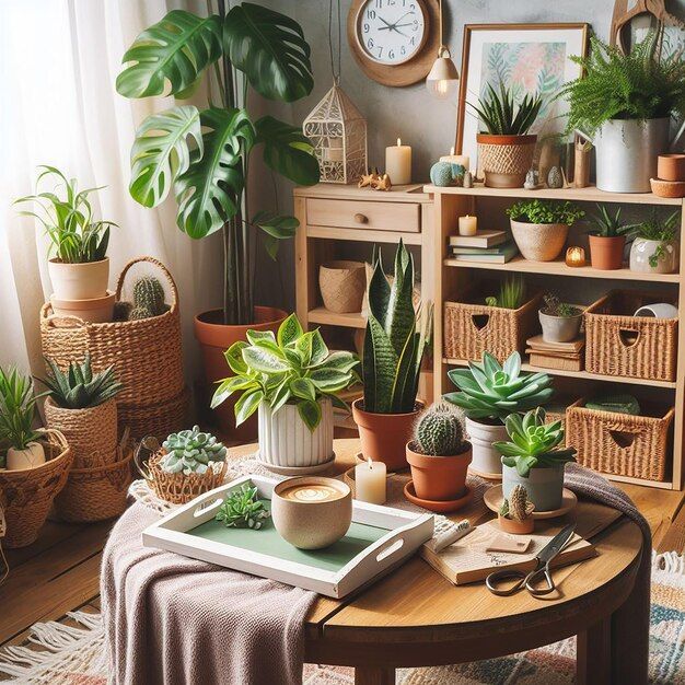 cosy room with houseplants