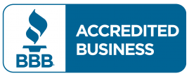 BBB Accredited Business logo with a blue torch icon and the text 